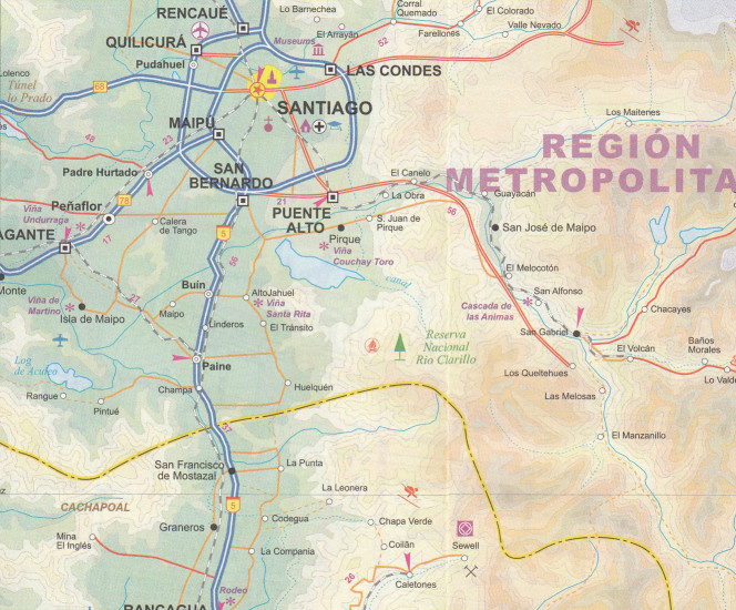 detail Santiago de Chile & Chile Central 1:12,5t/1:720t mapa ITM