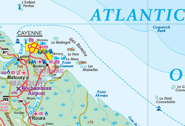 detail Surinam & French Guiana 1:720t/1:500t mapa ITM