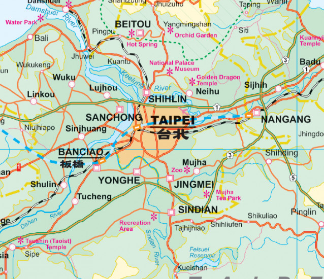 detail Taiwan & Taipei 1:386t mapa ITM