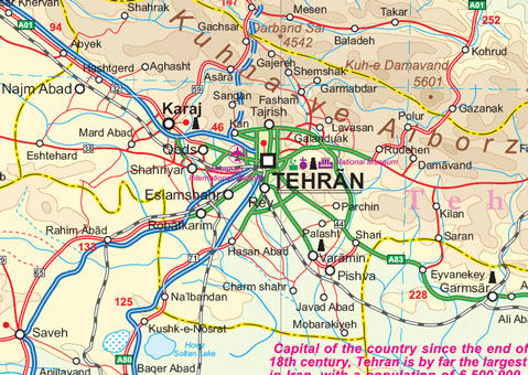 detail Teherán & Severní Írán (Tehran & North Iran) 1:15t/1:1,8m mapa ITM