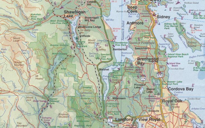 detail Vancouver Island 1:250t mapa ITM