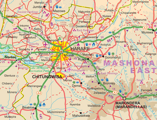 detail Botswana 1:1,5m & Zimbabwe 1:1,1m mapa ITM