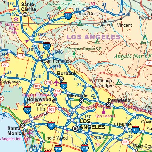 detail Kalifornie (California) 1:1m mapa ITMB