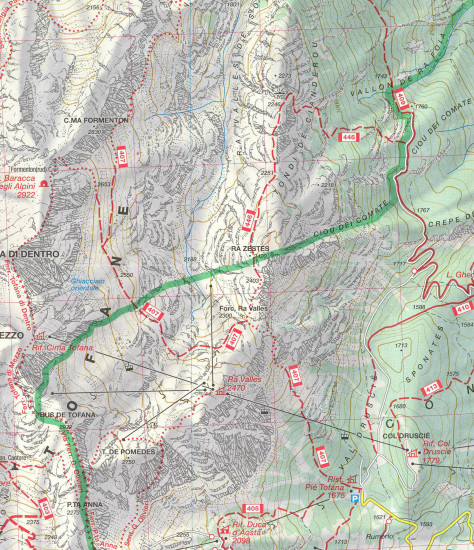detail Cortina d´Ampezzo - Dolomiti 1:25t mapa #617 KOMPASS