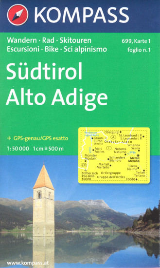 detail Jižní Tyrolsko (Südtirol), Alto Adige set 4 map #699 KOMPASS