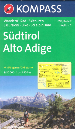 detail Jižní Tyrolsko (Südtirol), Alto Adige set 4 map #699 KOMPASS