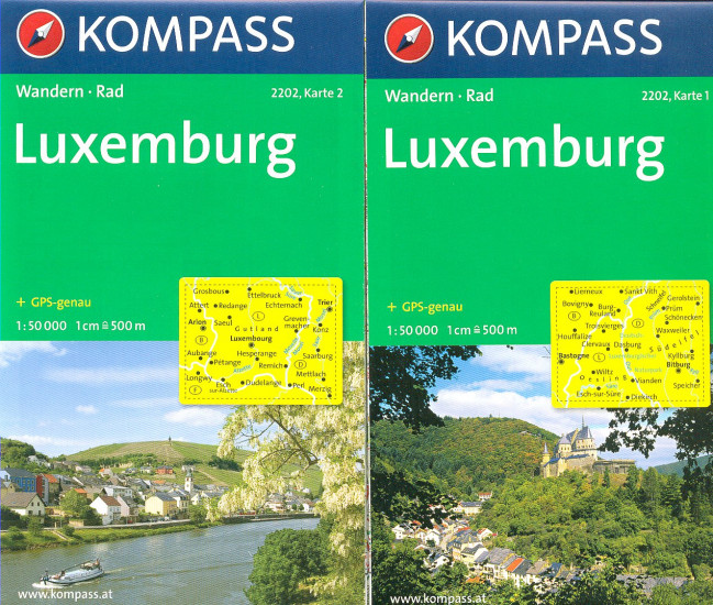 detail Lucembursko (Luxemburg) set 2 map 1:50t mapa #2202 KOMPASS