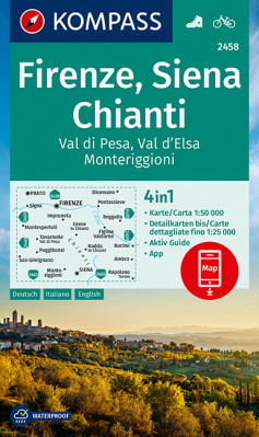 Toskánsko - Firenze, Siena Chianti mapa 1:50t #2458 KOMPASS