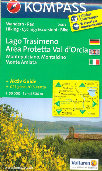 detail Toskánsko - Lago Trasimeno, Area Protetta Val d´Orcia 1:50t mapa #2463 KOMPASS