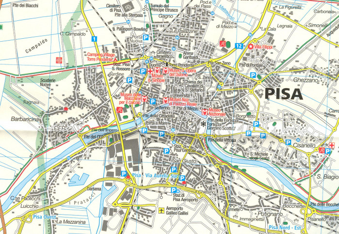 detail Toskánsko - Pisa, Livorno, San Miniato 1:50t mapa #2457 KOMPASS