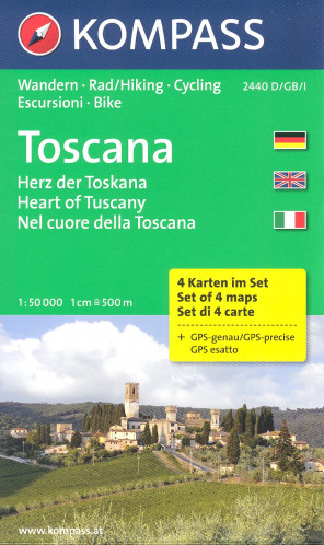Toskánsko - Toscana sada 4 map 1:50t #2440 KOMPASS