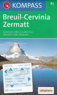 Breuil-Cervinia, Zermatt 1:50t mapa KOMPASS #87