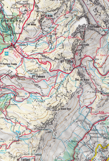 detail Breuil-Cervinia, Zermatt 1:50t mapa KOMPASS #87