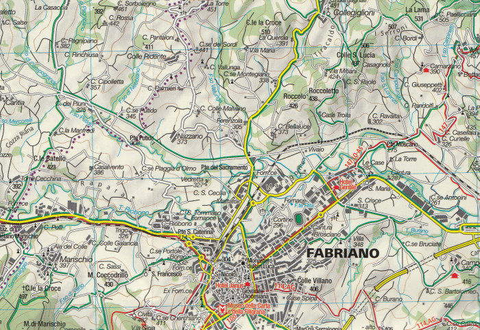 detail Marche - Cagli, Fabriano, San Severino 1:50t mapa KOMPASS #2465