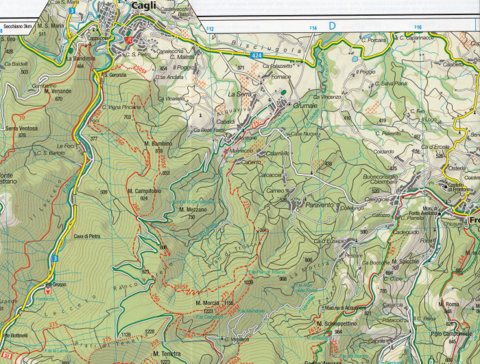 detail Marche - Cagli, Fabriano, San Severino 1:50t mapa KOMPASS #2465