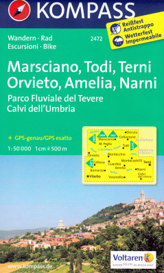 Umbria - Marsciano, Todi, Terni, PN Fluviale del Tev. 1:50t mapa KOMPASS #2472