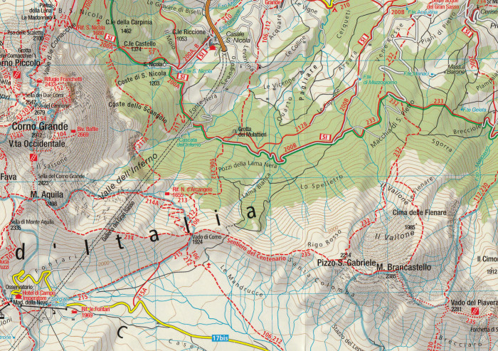 detail Abruzzo - Parco Nazionale del Gran Sasso 1:50t mapa KOMPASS #2476