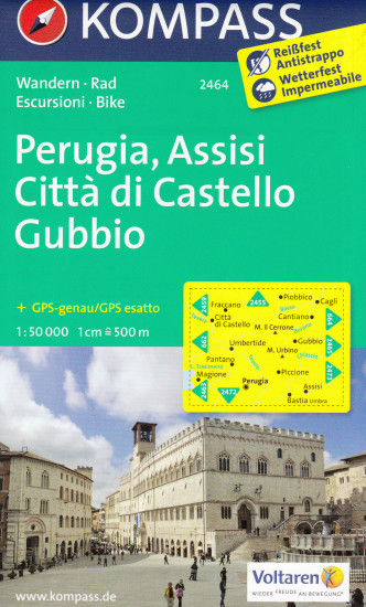 detail Umbria - Perugia, Assisi, Cittá di Castello Gubbio 1:50t mapa KOMPASS #2464