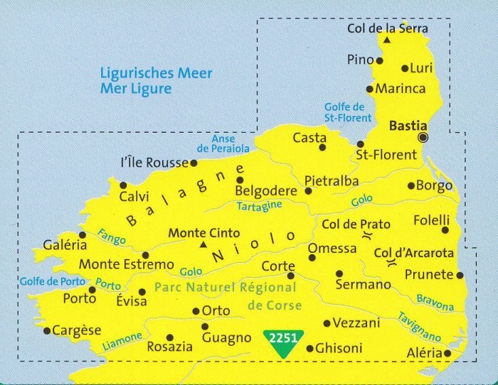 detail Korsika Sever sada 3 mapy #2250 KOMPASS