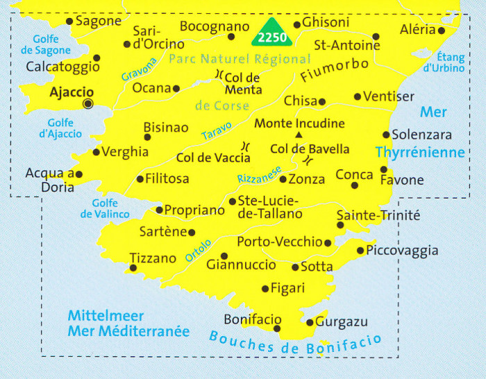 detail Korsika jih sada 3 mapy #2251 KOMPASS