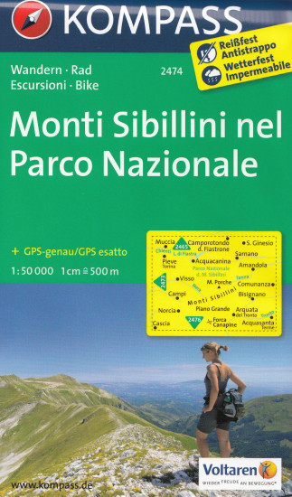 detail Monti Sibillini nel Parco Nazionale 1:50t mapa KOMPASS #2474