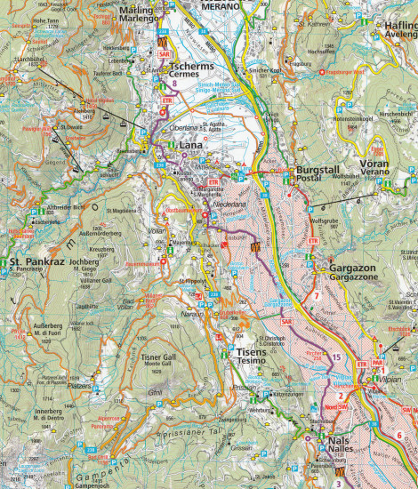 detail Jižní Tyrolsko (Südtirol) set 4 cyklomap 1:70t KOMPASS #3401