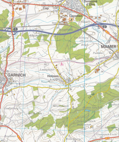 detail Lucembursko Jih (Luxemburg South) 1:50t mapa LUX