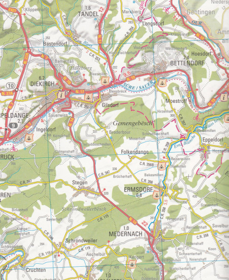 detail Lucembursko (Gr.D. Luxemburg) 1:100t mapa LUX