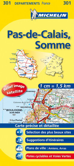 detail Pas-de-Calais, Somme (Francie), mapa 1:150 000, MICHELIN