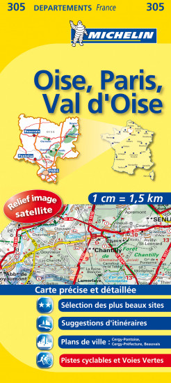 detail Oise, Parijs, Val d´Oise (Francie), mapa 1:150 000, MICHELIN
