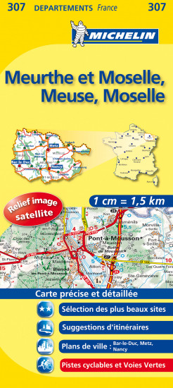 detail Meurthe et Moselle, Meuse, Moselle (Francie), mapa 1:150 000, MICHELIN