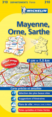 Mayenne, Orne, Sarthe (Francie), mapa 1:150 000, MICHELIN