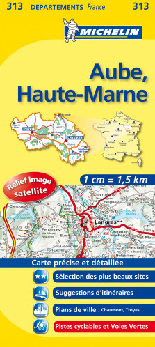 Aube, Haute-Marne (Francie), mapa 1:150 000, MICHELIN