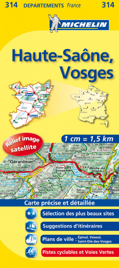 detail Haute-Saône, Vosges (Francie), mapa 1:150 000, MICHELIN