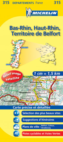 Bas-Rhin, Haut-Rhin, Ter.-de-Belfort (Francie), mapa 1:150 000, MICHELIN