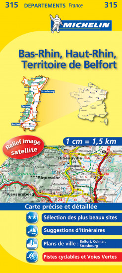 detail Bas-Rhin, Haut-Rhin, Ter.-de-Belfort (Francie), mapa 1:150 000, MICHELIN