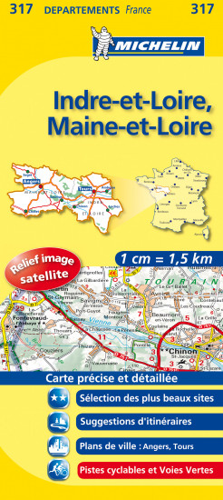 detail Indre-et-Loire, Maine-et-Loire (Francie), mapa 1:150 000, MICHELIN