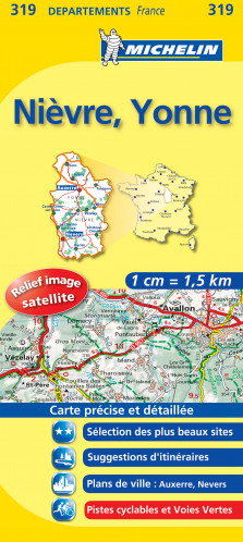 Nievre, Yonne (Francie), mapa 1:150 000, MICHELIN
