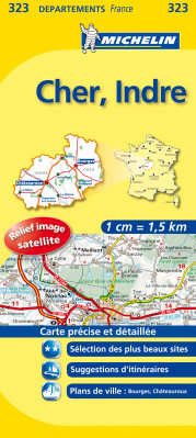 Cher, Indre (Francie), mapa 1:150 000, MICHELIN