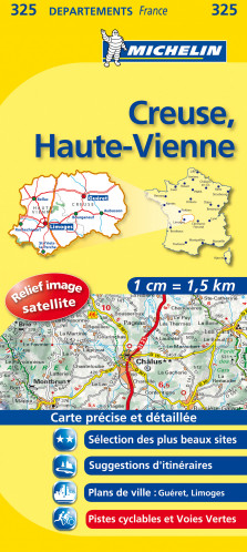 Creuse, Haute-Vienne (Francie), mapa 1:150 000, MICHELIN