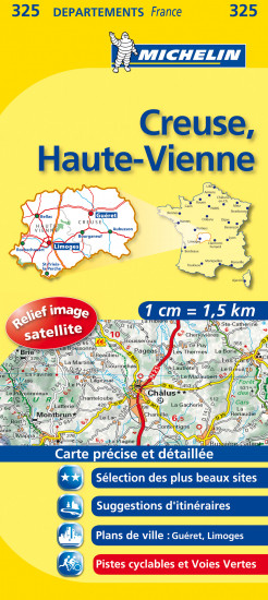 detail Creuse, Haute-Vienne (Francie), mapa 1:150 000, MICHELIN
