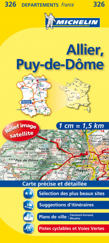 Allier, Puy-de-Dôme (Francie), mapa 1:150 000, MICHELIN