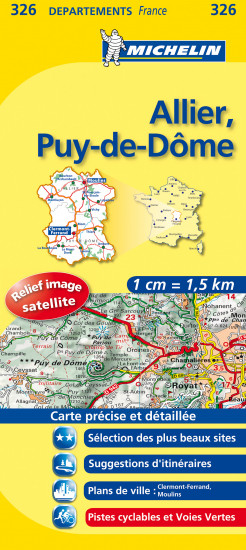 detail Allier, Puy-de-Dôme (Francie), mapa 1:150 000, MICHELIN