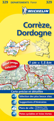 Correze, Dordogne (Francie), mapa 1:150 000, MICHELIN