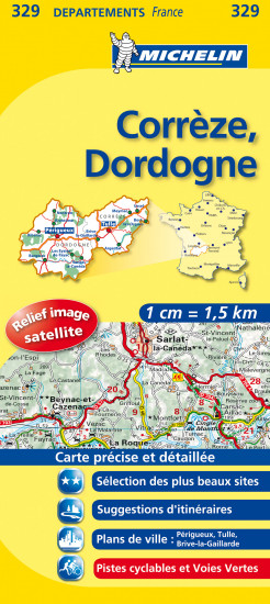 detail Correze, Dordogne (Francie), mapa 1:150 000, MICHELIN