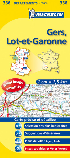 detail Gers, Lot-et-Garonne (Francie), mapa 1:150 000, MICHELIN