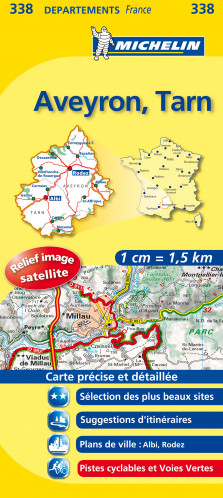 Aveyron, Tarn (Francie), mapa 1:150 000, MICHELIN