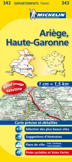 detail Ariege, Haute-Garonne (Francie), mapa 1:150 000, MICHELIN