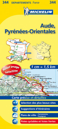 detail Aude, Pyr.-Orientales (Francie), mapa 1:150 000, MICHELIN