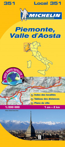 Piemonte, Vall Aosta (Itálie), mapa 1:200 000, MICHELIN